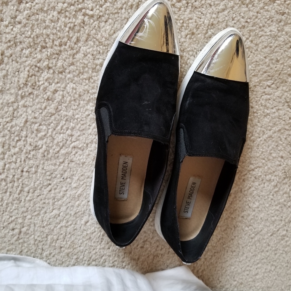 Steve Madden silver cap toe slip on sneakers